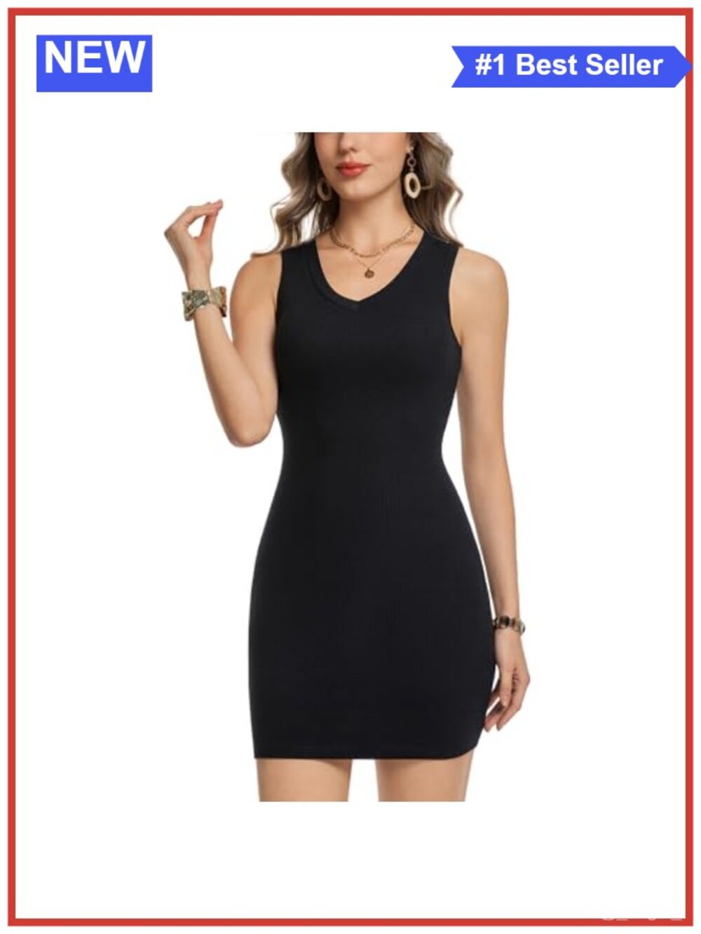 Women's Sleeveless Bodycon Mini Dress Cotton Blend Slim Fit Casual Summer